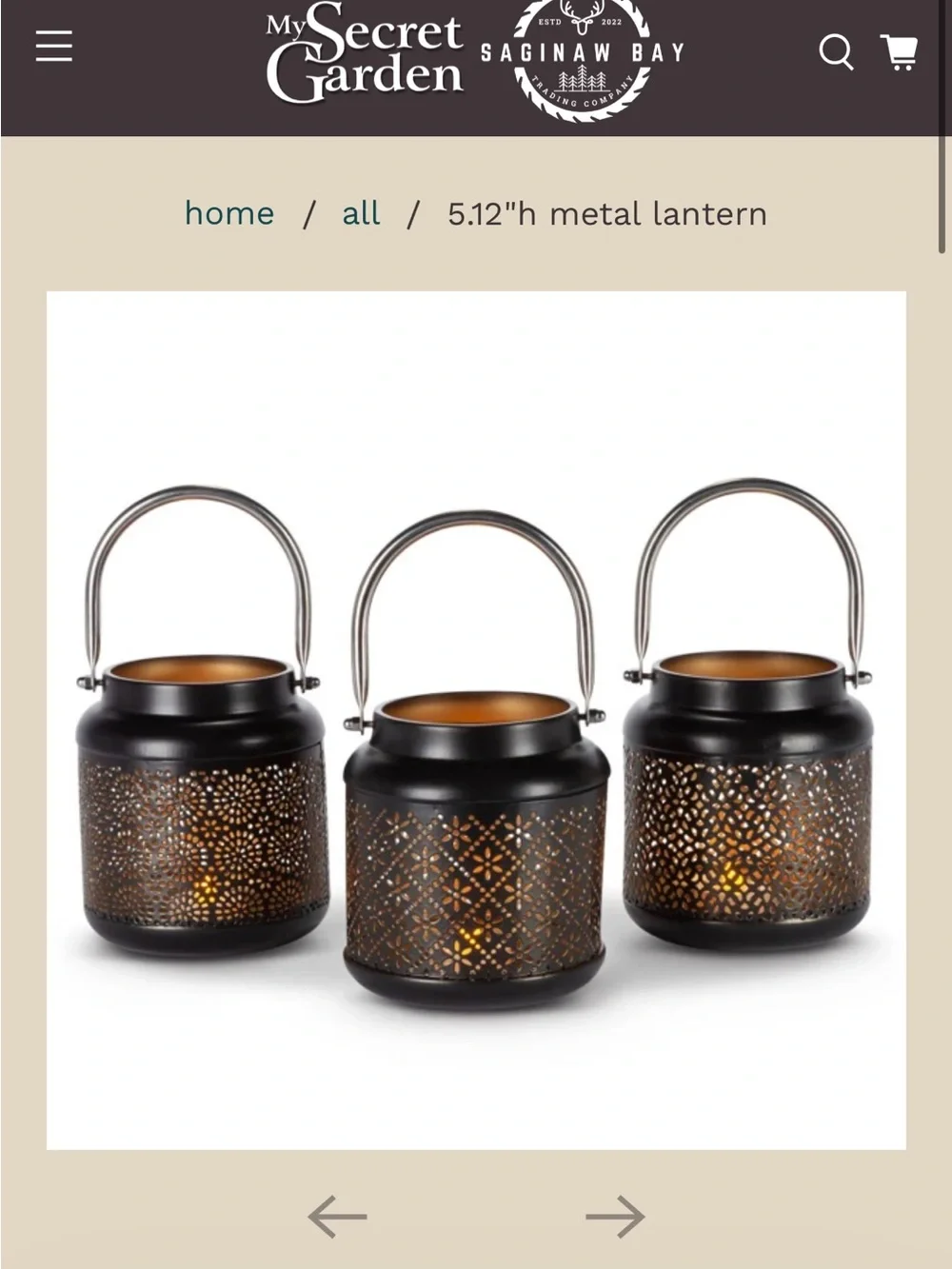 Decorative Fairy Black Metal Lantern with Filigree Pattern and Carry Handle (2)